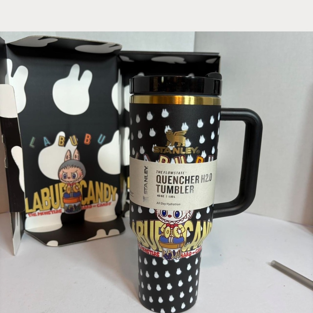 Stanley Black and Gold Labubu Candy Tumbler